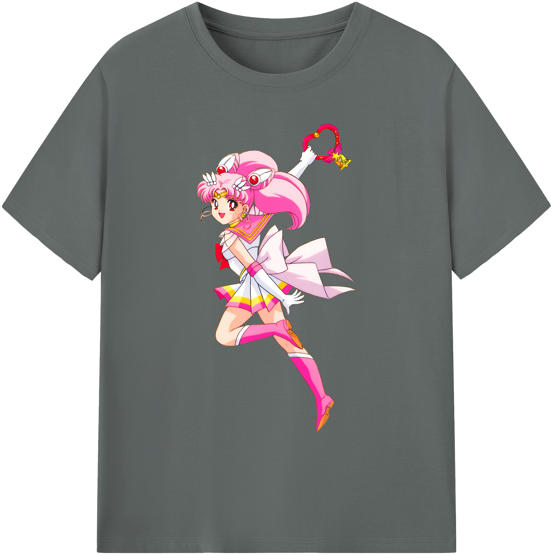 （画像用） 美少女戦士セーラームーン ちびうさ Sailor Moon Chibiusa Tsukino Usagi Small Lady Serenity 綿100％ メンズ半袖Tシャツ｜肌触りやわらか＆通気性